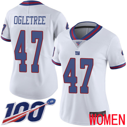 Women New York Giants 47 Alec Ogletree Limited White Rush Vapor Untouchable 100th Season Football NFL Jersey